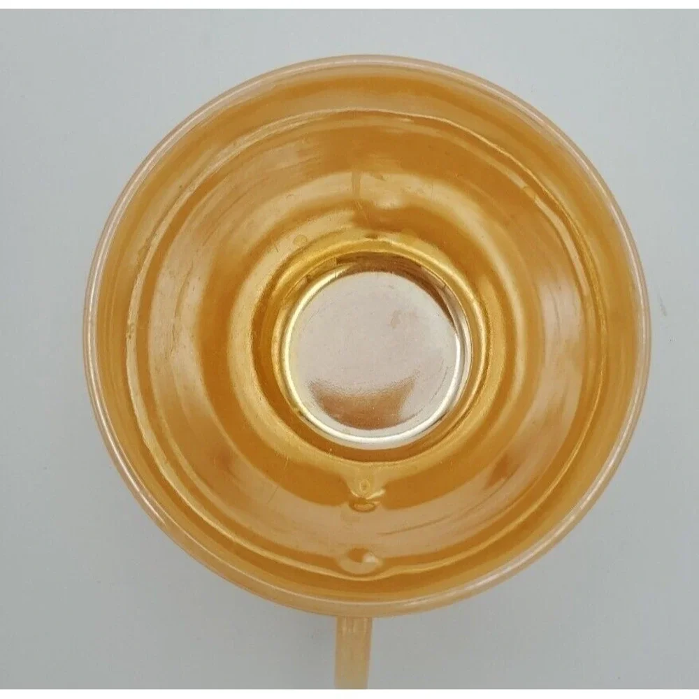 Vintage Fire King‎ Ware Lusterware Milk Glass Peach 3-Band Orange Coffee Tea Cup